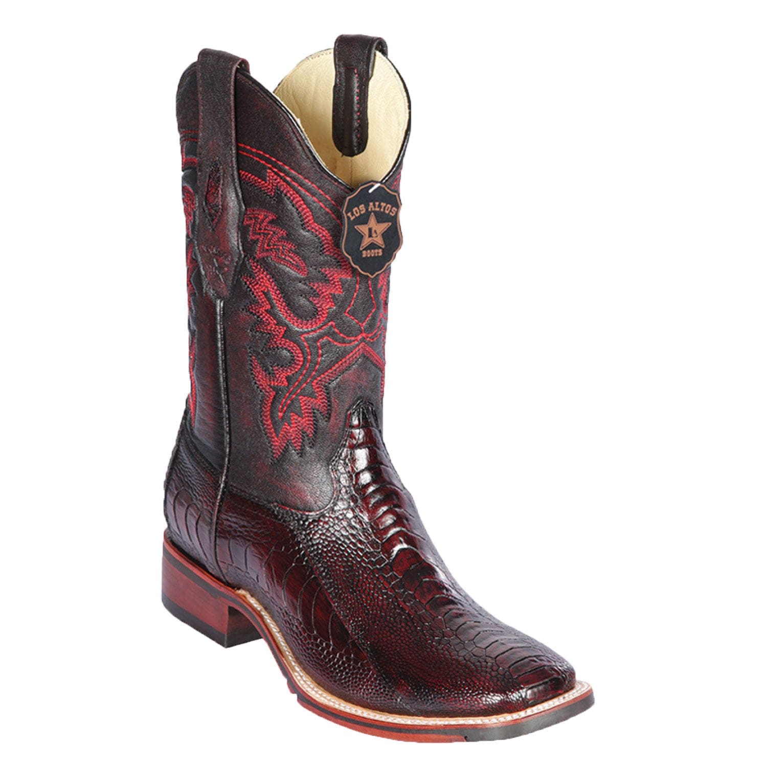 Men's Los Altos Ostrich Leg Wide Square Toe Boots 82605 - 6