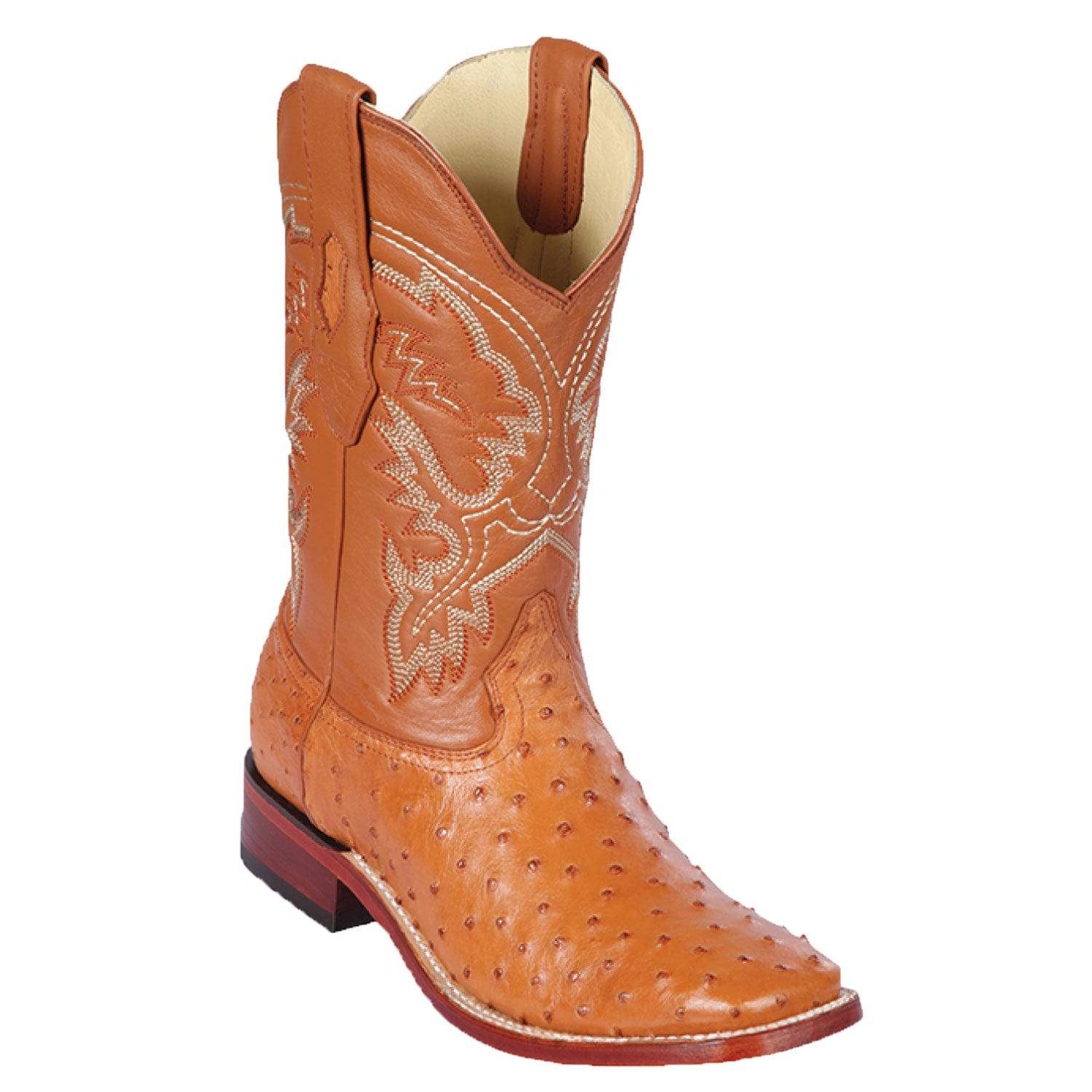 Men's Los Altos Ostrich Skin Wide Square Toe Boots 82203-B - 6