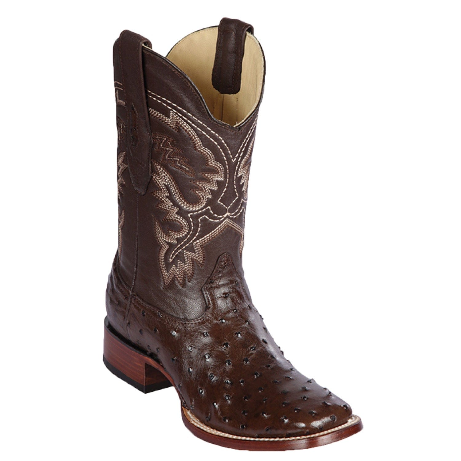 Men's Los Altos Ostrich Skin Wide Square Toe Boots 82203-B - 6