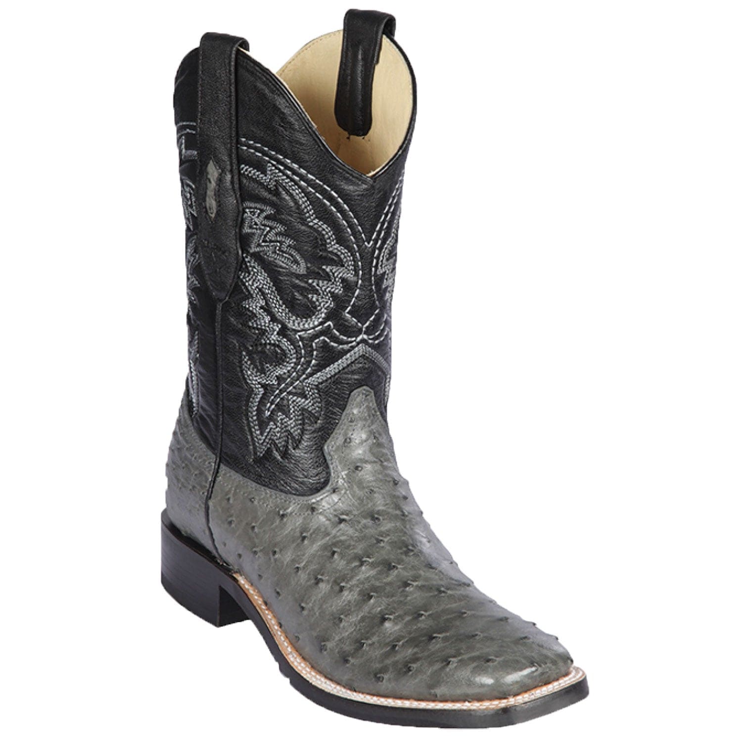 Men's Los Altos Ostrich Skin Wide Square Toe Boots 82603 - 6