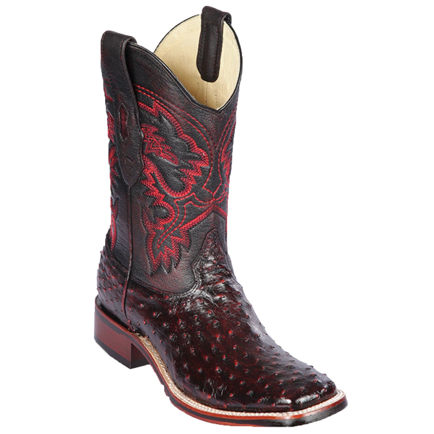 Men's Los Altos Ostrich Skin Wide Square Toe Boots 82603 - 6