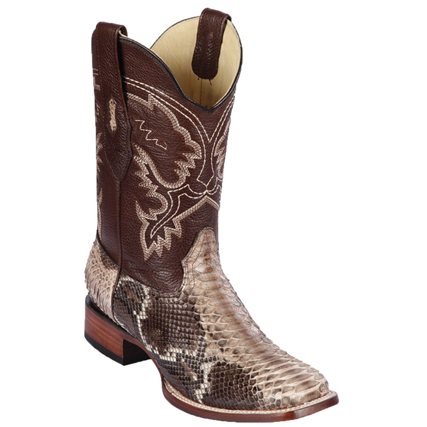 Men's Los Altos Python Skin Wide Square Toe Boots 82257 - 6