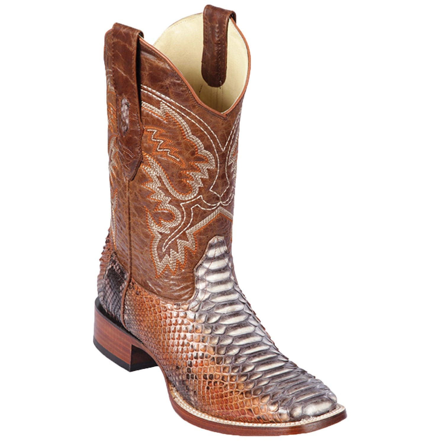Men's Los Altos Python Skin Wide Square Toe Boots 82257 - 6