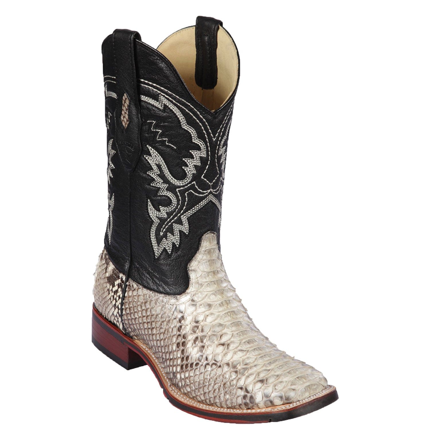 6 Men's Los Altos Python Skin Wide Square Toe Boots 82657