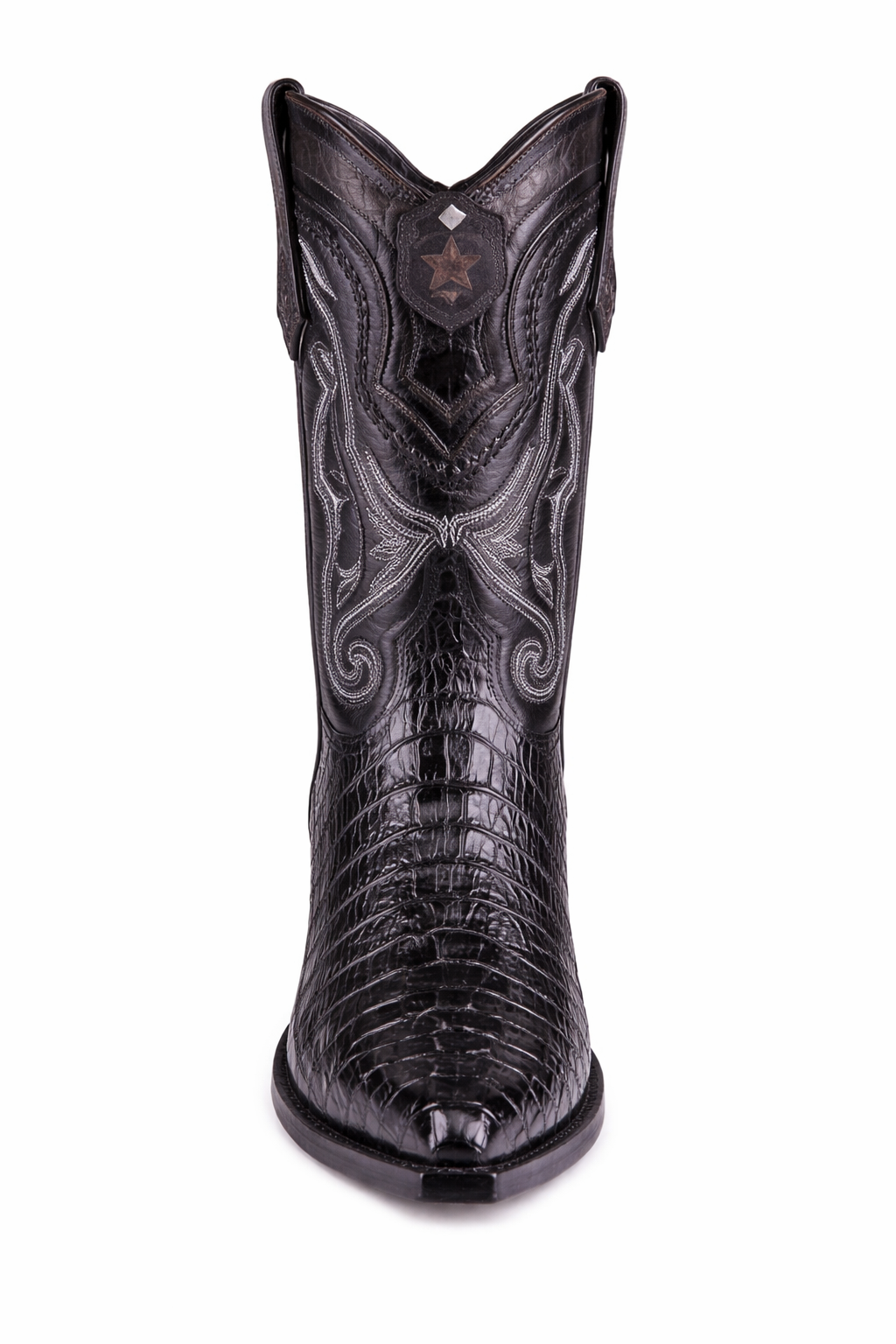 Los Altos Boots Caiman Tail Black Pointed Toe Cowboy Boots-New Designer Collection - US 8.0 Standard/D/ Medium / Eu:41-42