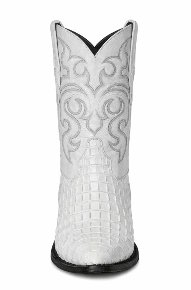 Los Altos Boots - Mens Dress Cowboy Boot - Low Priced  White Crocodile Boots- in White-New Designer Collection - 6