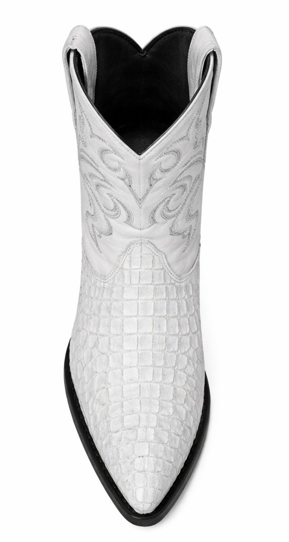 Los Altos Boots - Mens Dress Cowboy Boot - Low Priced  White Crocodile Boots- in White-New Designer Collection