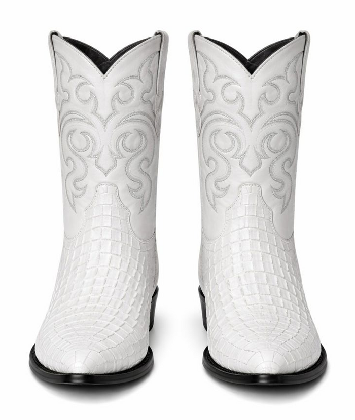Los Altos Boots - Mens Dress Cowboy Boot - Low Priced  White Crocodile Boots- in White-New Designer Collection