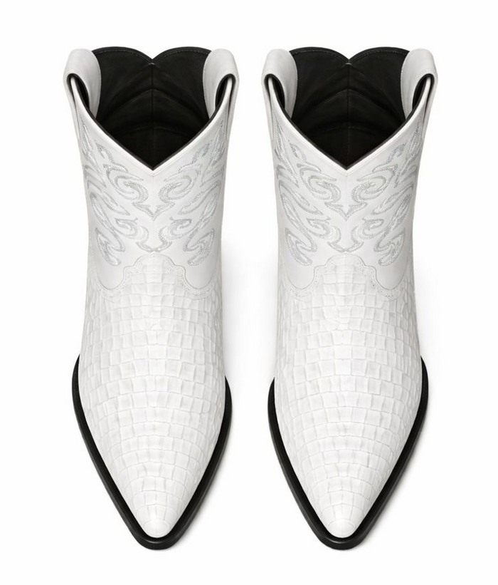 Los Altos Boots - Mens Dress Cowboy Boot - Low Priced  White Crocodile Boots- in White-New Designer Collection