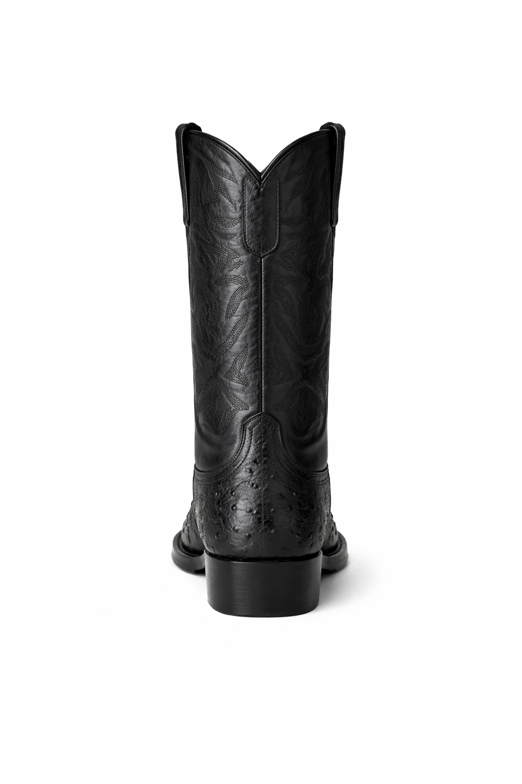 Los Altos Boots Men's Black Ostrich Square 7-Toe Cowboy Boots - Botas De Avestruz-New Designer Collection - US 8.0 Standard/D/ Medium / Eu:41-42