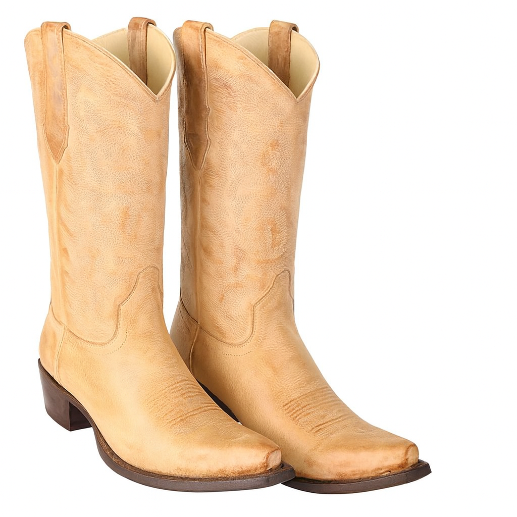 Los Altos Boots - Mens Dress Cowboy Boot - Low Priced Vintage Snip Toe Western Boots - in Honey-New Designer Collection - 6