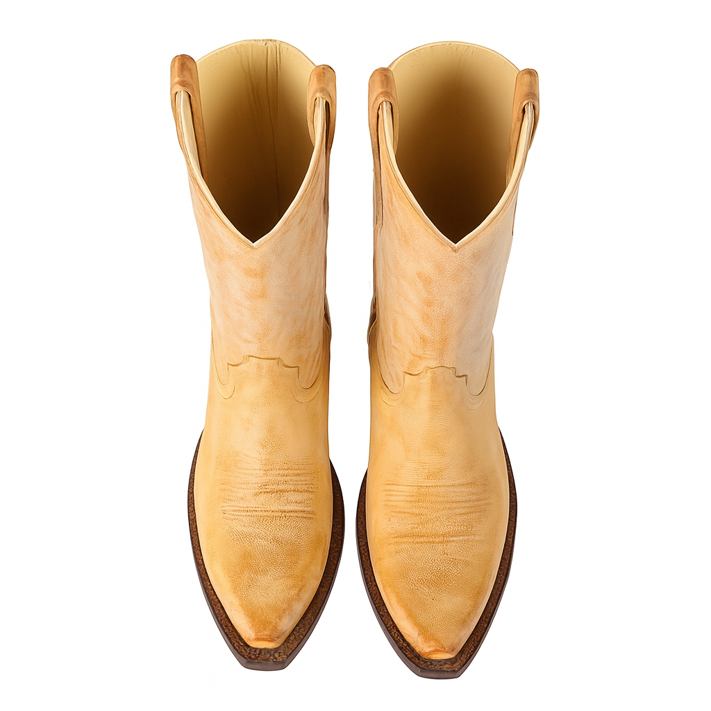 Los Altos Boots - Mens Dress Cowboy Boot - Low Priced Vintage Snip Toe Western Boots - in Honey-New Designer Collection - 6