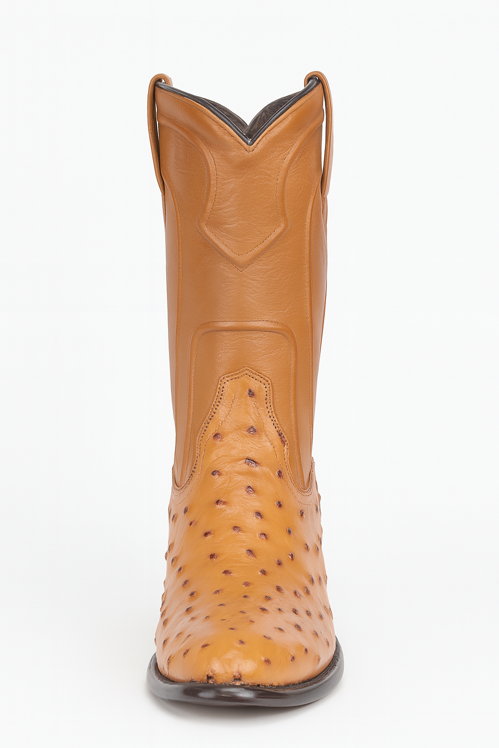 Los Altos Boots Men's Ostrich Roper Western Boots Honey-New Designer Collection - 6.0 Standard / D / Medium