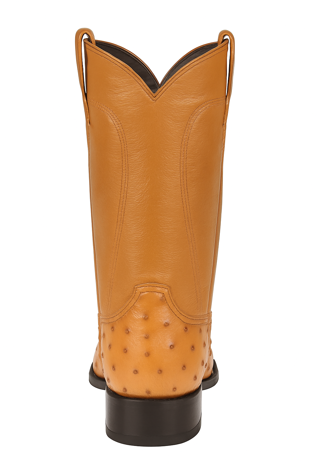 Los Altos Boots Men's Ostrich Roper Western Boots Honey-New Designer Collection - 6.0 Standard / D / Medium