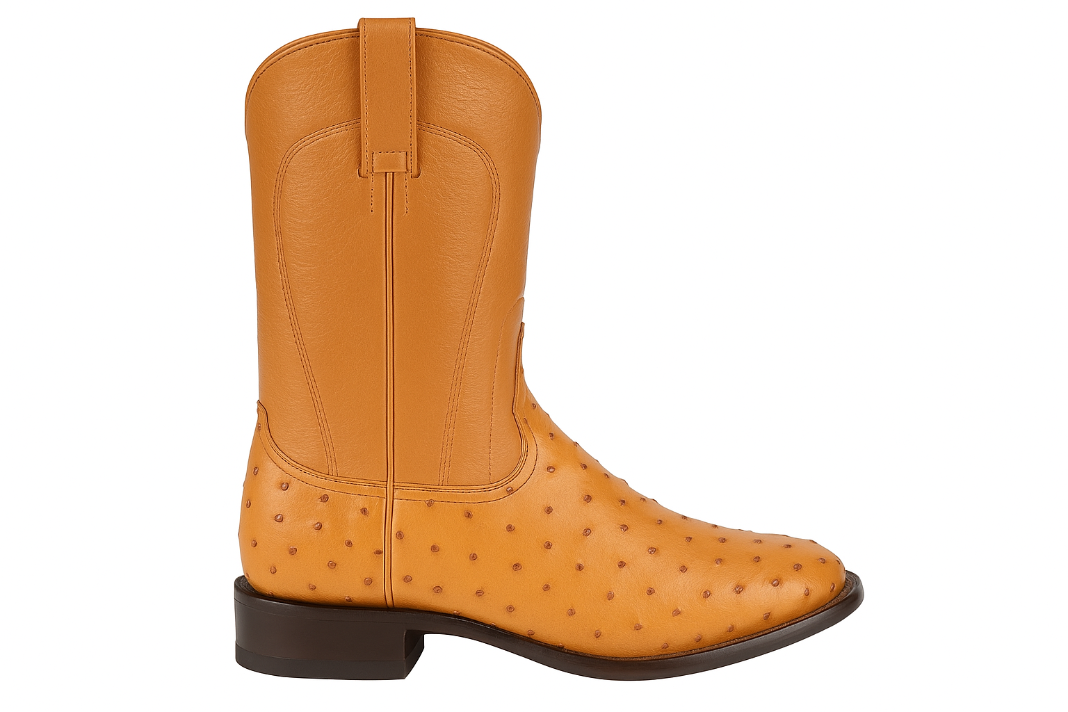 Los Altos Boots Men's Ostrich Roper Western Boots Honey-New Designer Collection - 6.0 Standard / D / Medium