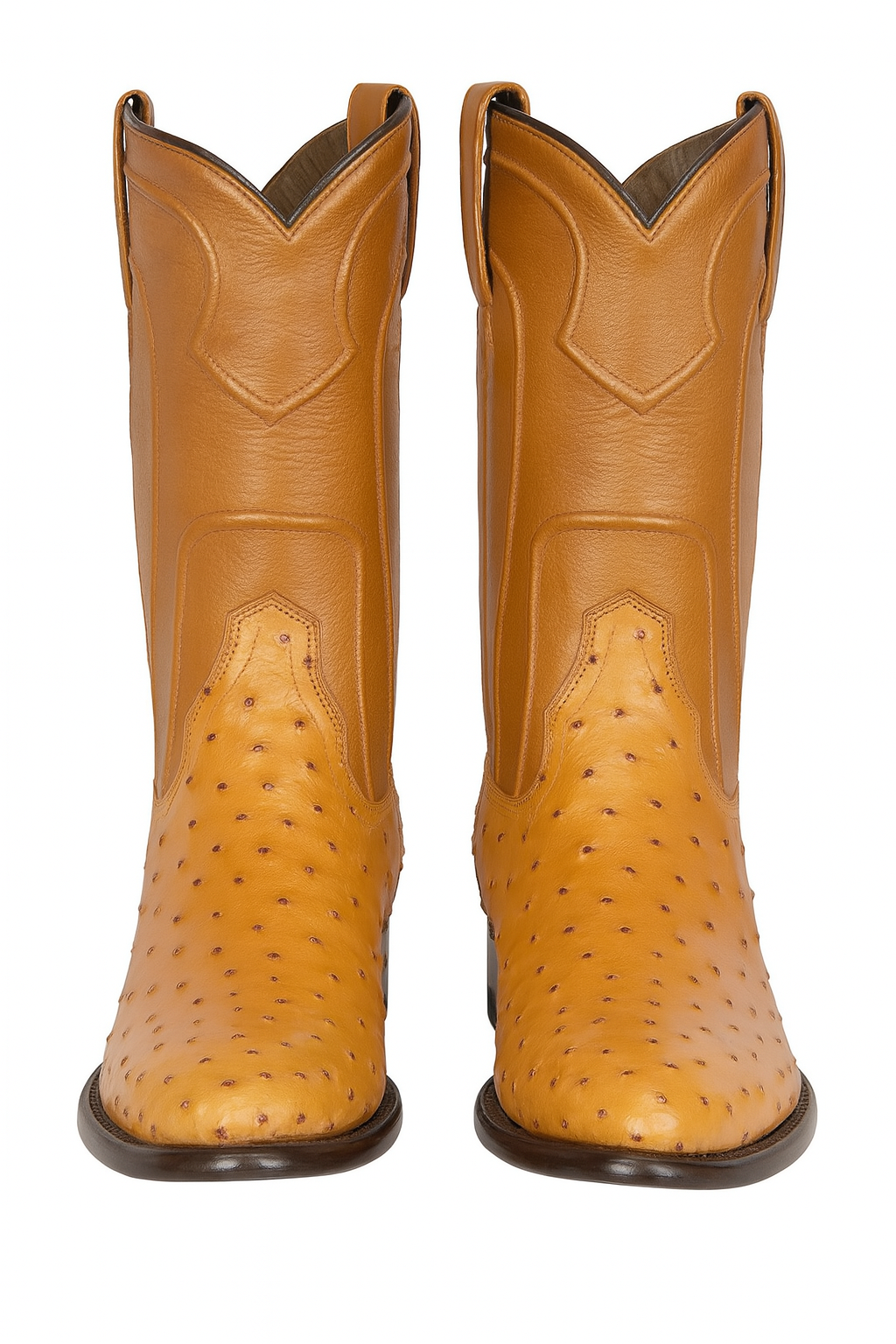 Los Altos Boots Men's Ostrich Roper Western Boots Honey-New Designer Collection - 6.0 Standard / D / Medium