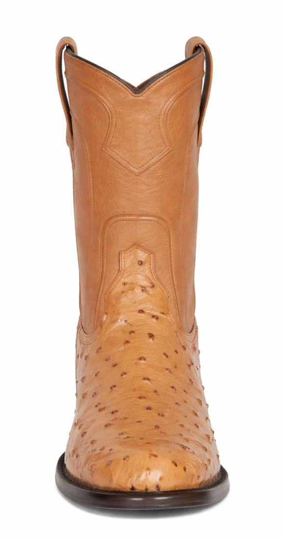Los Altos Boots Men's Ostrich Roper Western Boots Honey-New Designer Collection