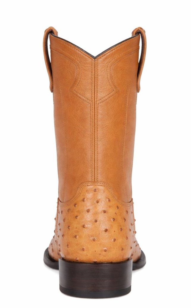 Los Altos Boots Men's Ostrich Roper Western Boots Honey-New Designer Collection - 6.0 Standard / D / Medium