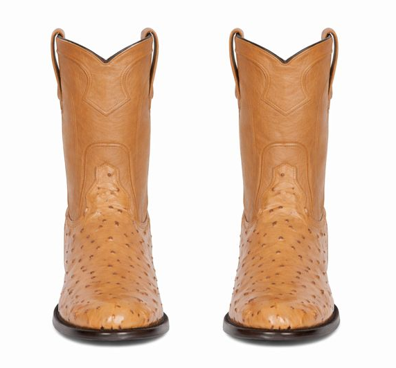 Los Altos Boots Men's Ostrich Roper Western Boots Honey-New Designer Collection