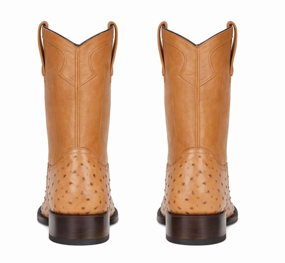 Los Altos Boots Men's Ostrich Roper Western Boots Honey-New Designer Collection