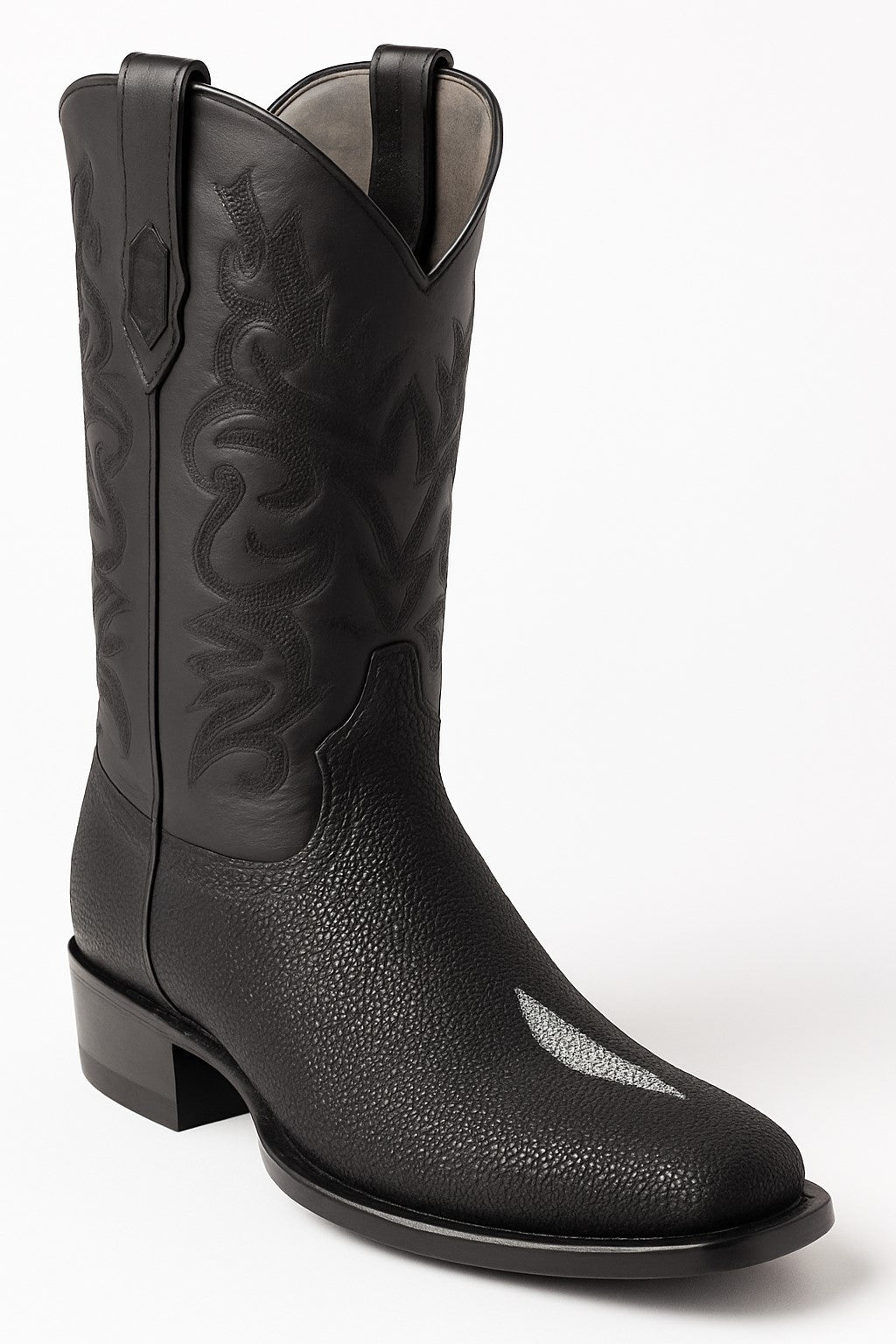 Los Altos Boots Men's Single Stone Stingray Square 7-Toe Cowboy Botas de mantarraya - Mantarraya boots - US 8.0 Standard/D/ Medium / Eu:41-42