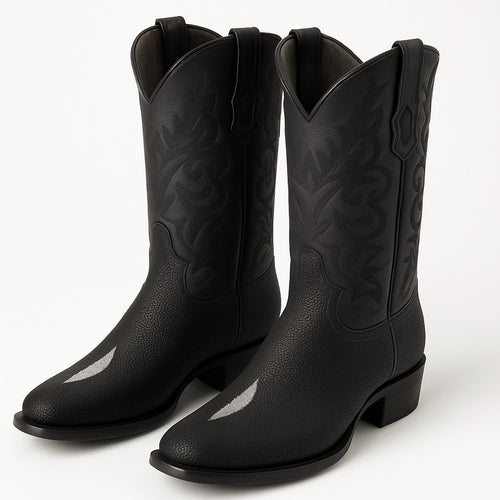 Los Altos Boots Men's Single Stone Stingray Square 7-Toe Cowboy Botas de mantarraya - Mantarraya boots-New Designer Collection