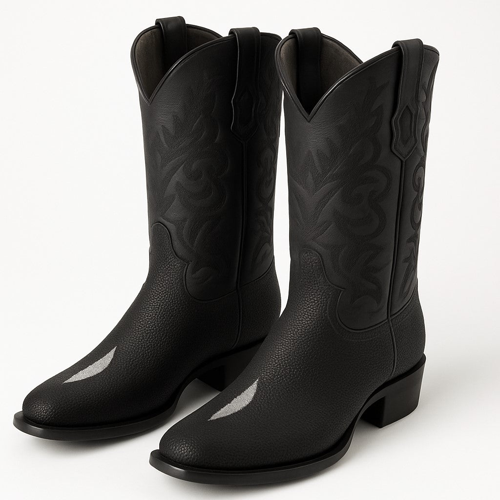 Los Altos Boots Men's Single Stone Stingray Square 7-Toe Cowboy Botas de mantarraya - Mantarraya boots