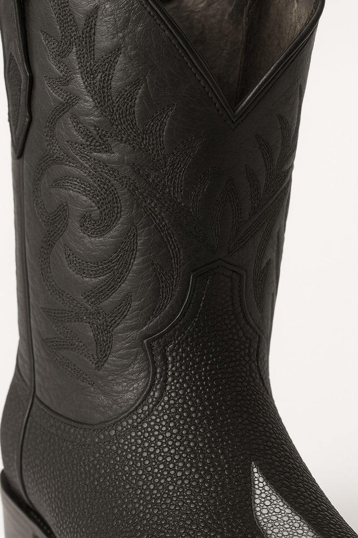 Los Altos Boots Men's Single Stone Stingray Square 7-Toe Cowboy Botas de mantarraya - Mantarraya boots-New Designer Collection