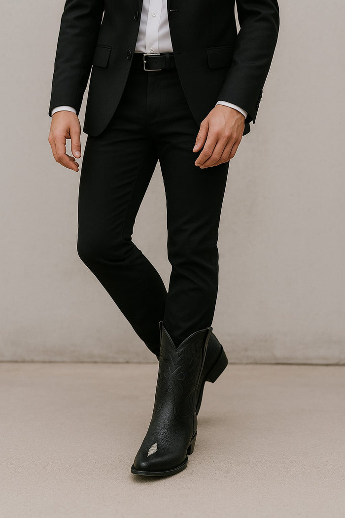 Los Altos Boots Men's Single Stone Stingray Square 7-Toe Cowboy Botas de mantarraya - Mantarraya boots-New Designer Collection