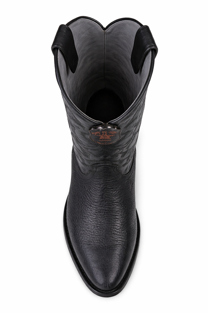 Los Altos Boots Shark R-Toe Black Cowboy Boots-New Designer Collection