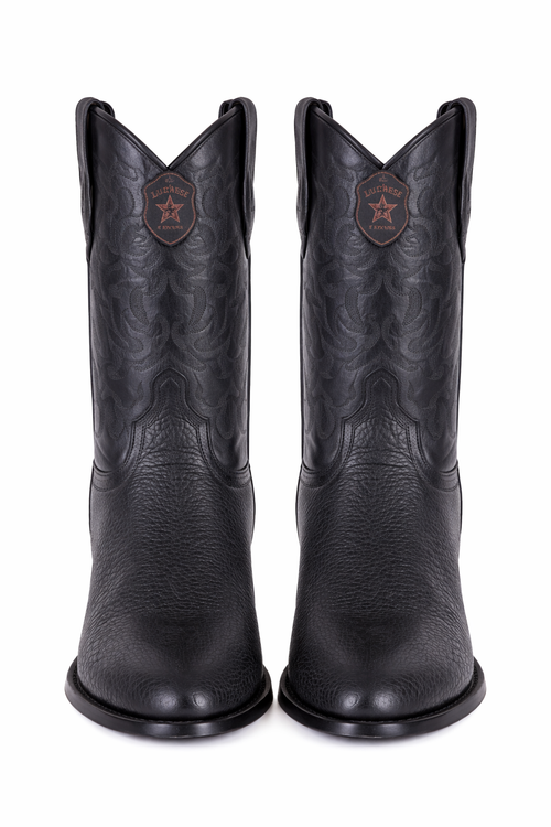 Los Altos Boots Shark R-Toe Black Cowboy Boots-New Designer Collection