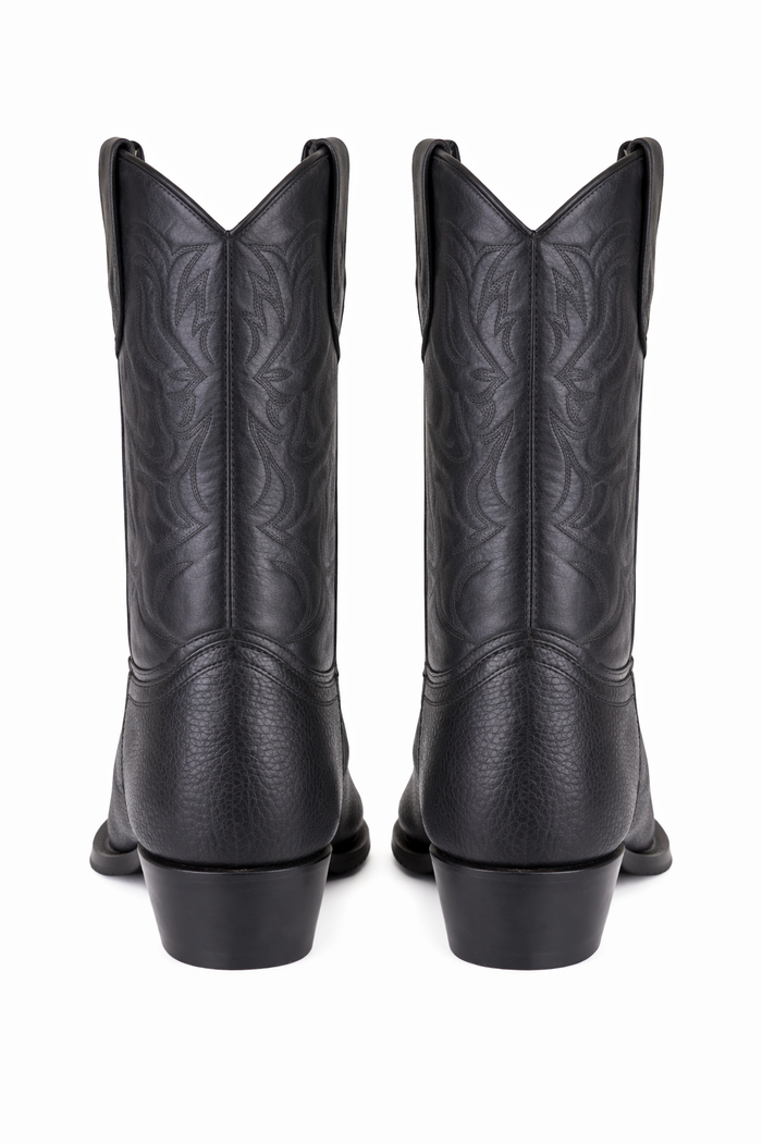 Los Altos Boots Shark R-Toe Black Cowboy Boots-New Designer Collection