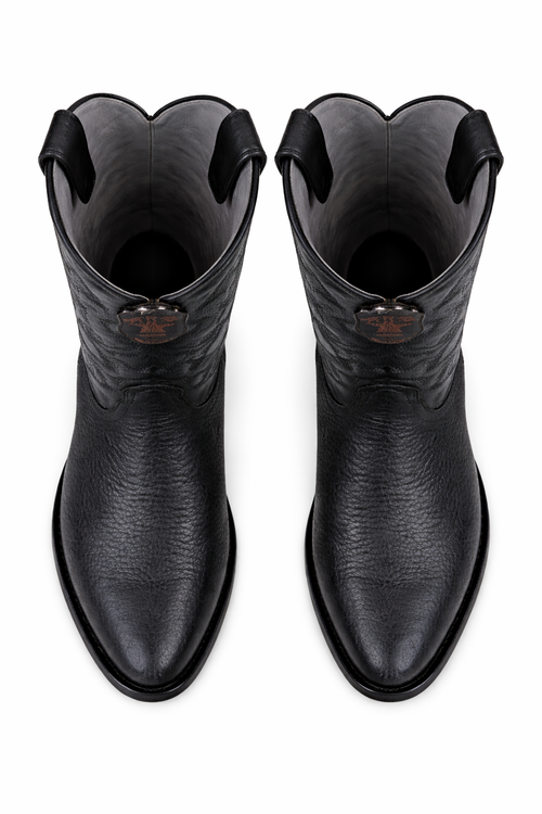 Los Altos Boots Shark R-Toe Black Cowboy Boots-New Designer Collection