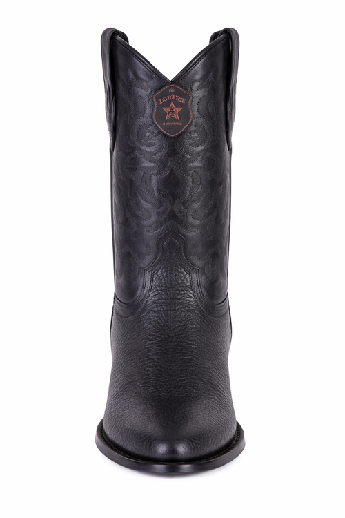 Los Altos Boots Shark R-Toe Black Cowboy Boots-New Designer Collection