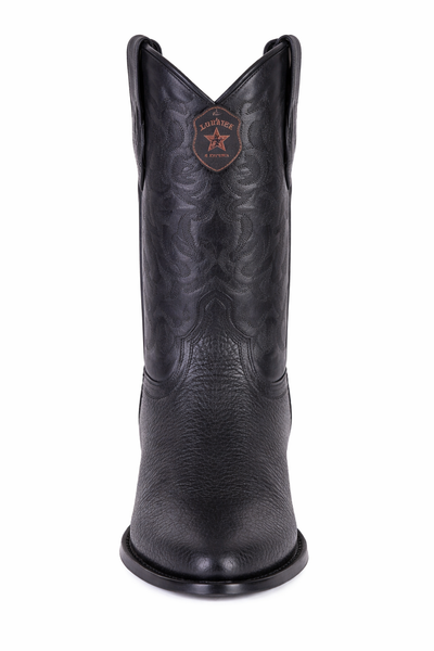 Los Altos Boots Shark R-Toe Black Cowboy Boots-New Designer Collection