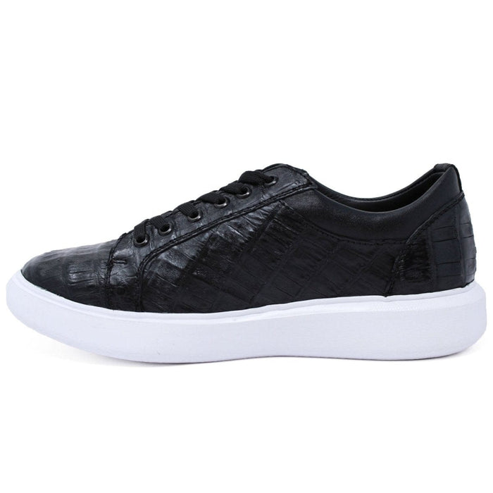 Men's Genuine Full Caiman Belly Skin Sneakers - Black LAB-ZSM028205