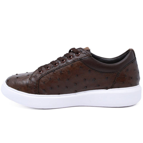 Men's Genuine Full Quill Ostrich Leather Sneakers - Brown LAB-ZSM020307