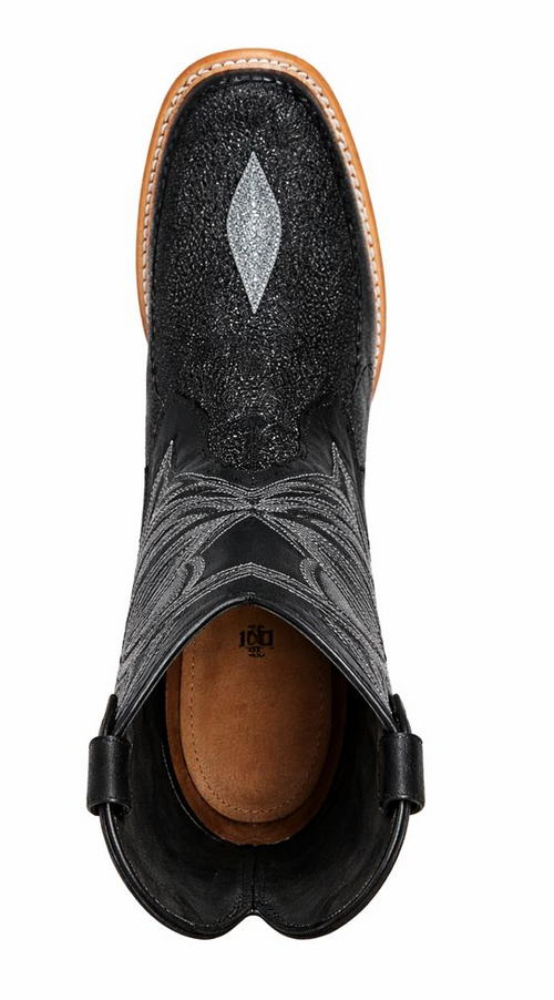 Los Altos Boots Single Stone Stingray and Deer Black-New Designer Collection