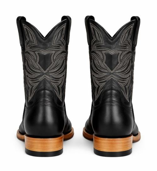 Los Altos Boots Single Stone Stingray and Deer Black-New Designer Collection
