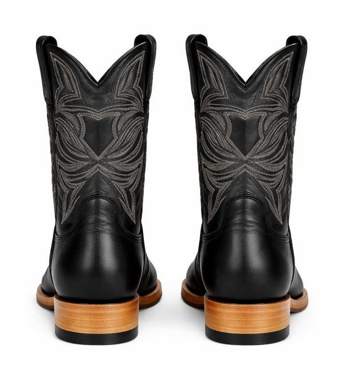 Los Altos Boots Single Stone Stingray and Deer Black-New Designer Collection