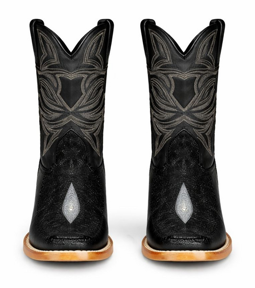 Los Altos Boots Single Stone Stingray and Deer Black-New Designer Collection