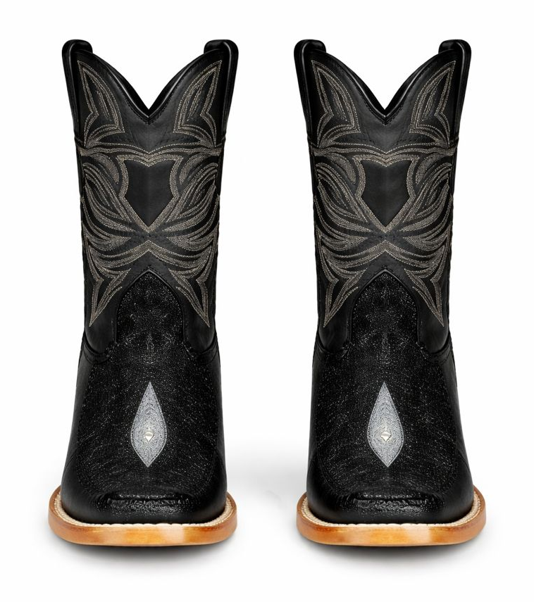 Los Altos Boots Single Stone Stingray and Deer Black-New Designer Collection - 6.5 Standard / D / Medium