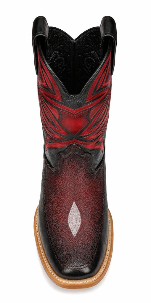Los Altos Boots Single Stone Stingray and Deer Faded Burgundy-New Designer Collection