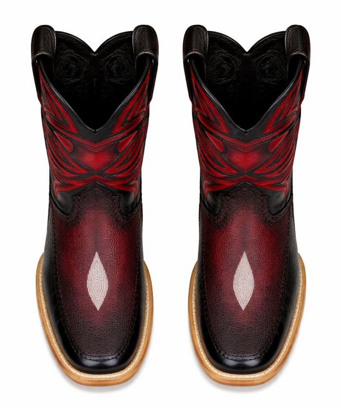 Los Altos Boots Single Stone Stingray and Deer Faded Burgundy-New Designer Collection