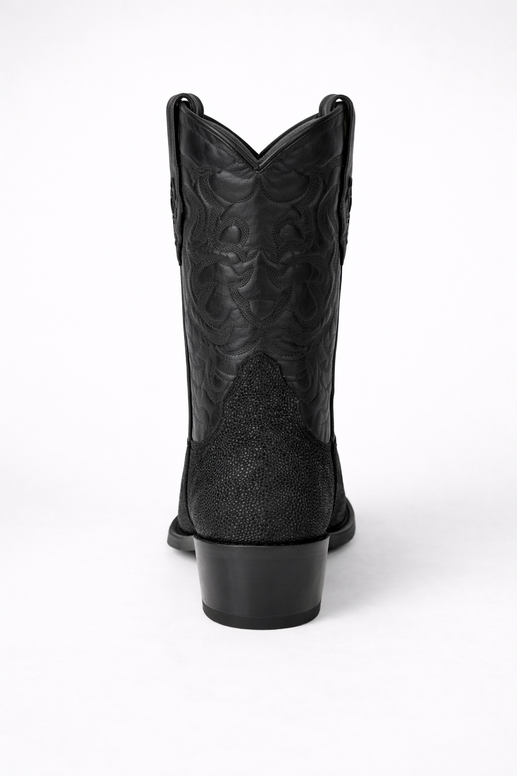 Los Altos Boots Single Stone Stingray R-Toe Black Cowboy Botas de mantarraya - Mantarraya boots-New Designer Collection - US 8.0 Standard/D/ Medium / Eu:41-42
