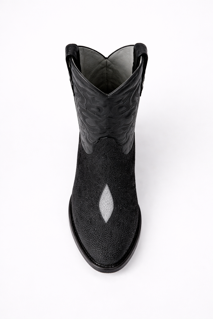 Los Altos Boots Single Stone Stingray R-Toe Black Cowboy Botas de mantarraya - Mantarraya boots-New Designer Collection