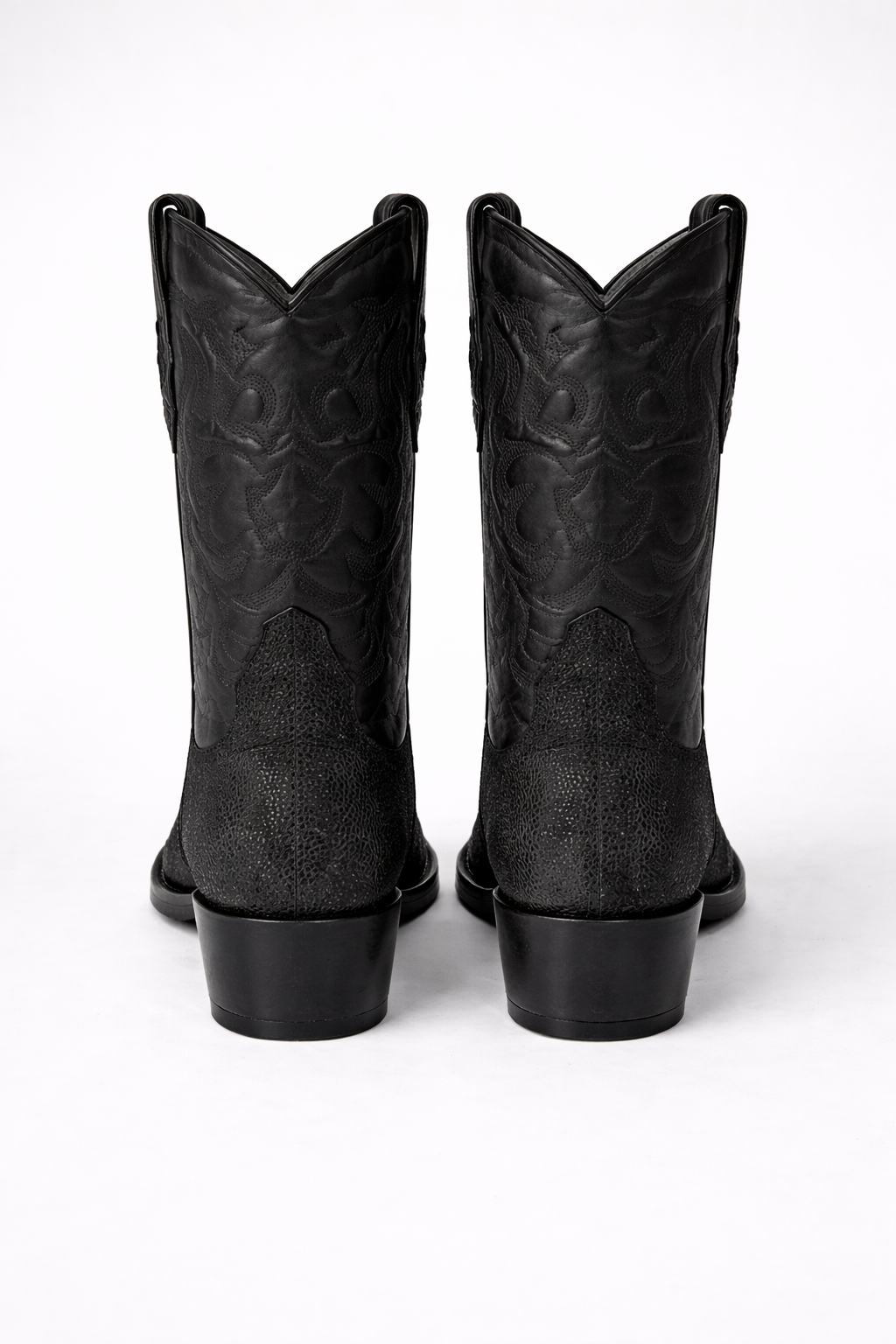 Los Altos Boots Single Stone Stingray R-Toe Black Cowboy Botas de mantarraya - Mantarraya boots-New Designer Collection - US 8.0 Standard/D/ Medium / Eu:41-42