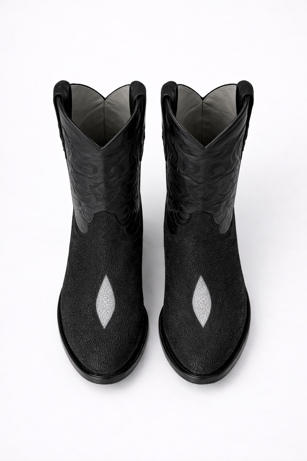 Los Altos Boots Single Stone Stingray R-Toe Black Cowboy Botas de mantarraya - Mantarraya boots-New Designer Collection - US 8.0 Standard/D/ Medium / Eu:41-42