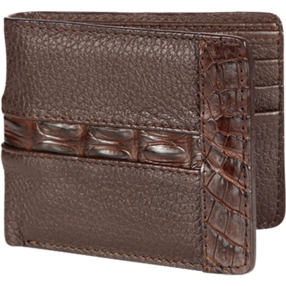 Los Altos Leather and Caiman Skin Wallet CA20207 - Brown