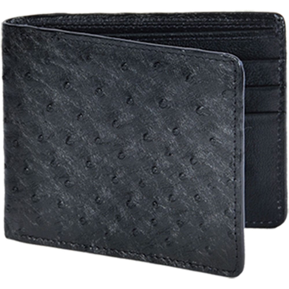 Los Altos Ostrich Skin Wallet CA10305 - Black